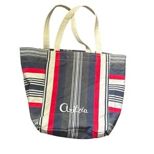 Aritzia Canvas Striped Patriot Tote Bag Red Navy Blue White